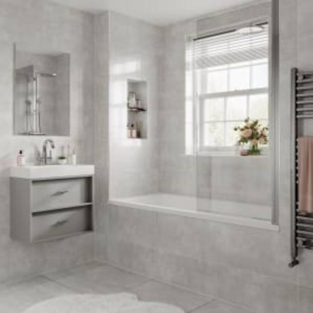 Wickes Alaska Grey Glazed Porcelain Wall & Floor Tile - 600 X 300mm