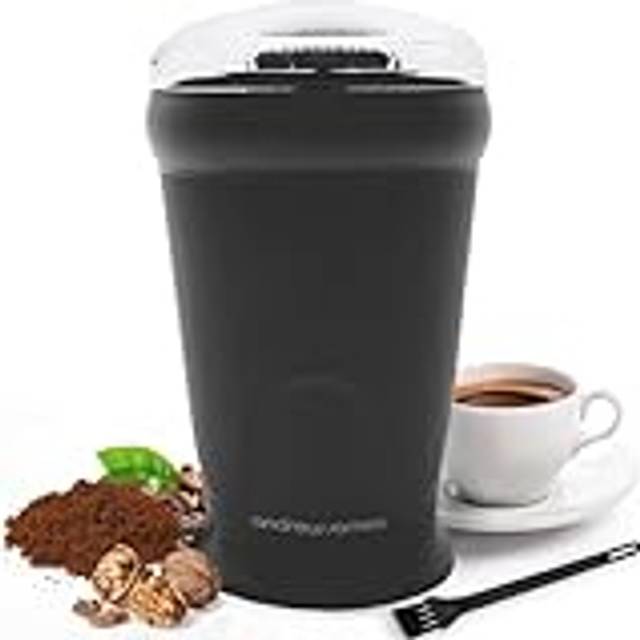 Andrew James Electric Coffee Grinder, Seed, Bean, Nuts, Fine Spice Grinders, Black or Red, 70g, 150W (Black)