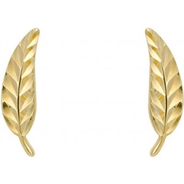 Yellow Gold Feather Stud Earrings GE2431
