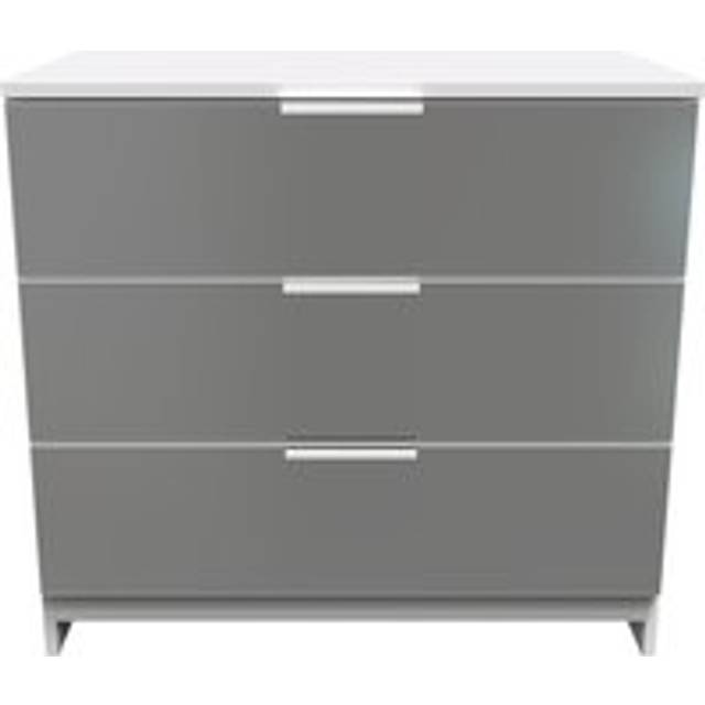 Welcome Furniture Ready Assembled Plymouth 3 Drawer Chest In Black & White, Black