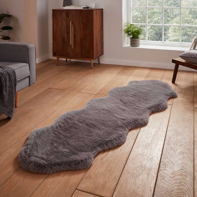 Super Teddy Single Faux Sheepskin 60cm x 90cm Rug Grey