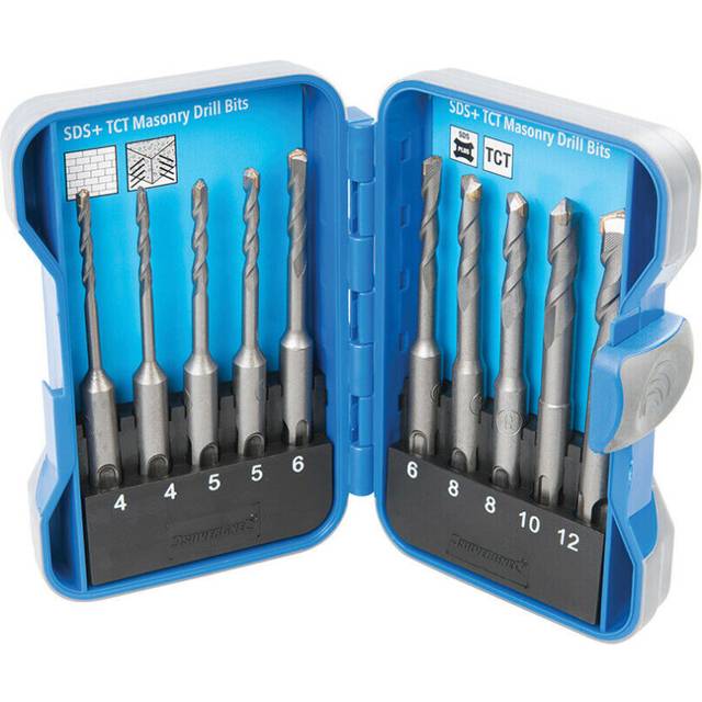 10 Piece Masonry Drill Bit Set 4mm to 12mm SDS PLUS Tungsten Carbide Long Life