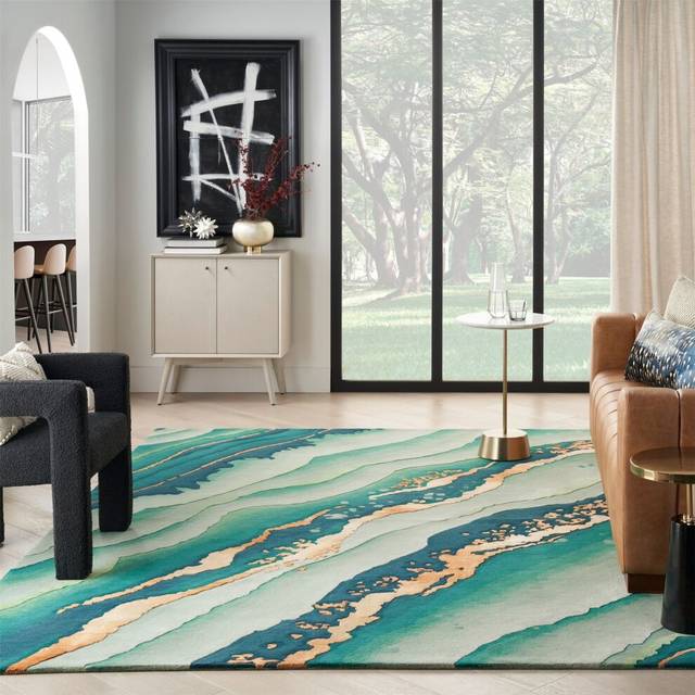 (Medium 114x175cm) Prismatic Abstract Rugs PRS30 by Nourison in Emerald Green