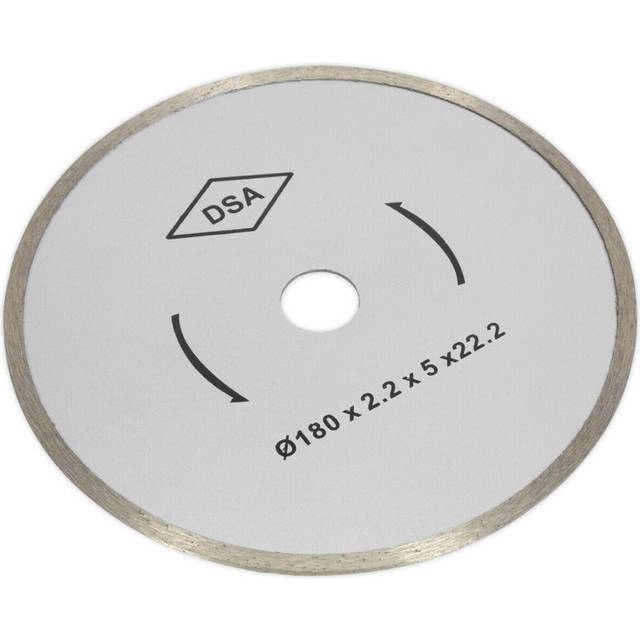 180mm x 22mm Bore Diamond Porcelain Tile Cutting Blade - Continuous Rimmed Disc
