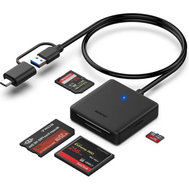 Memory Card Reader, BENFEI 4in1 USB USB-C to SD Micro SD MS CF Card Reader Adapter