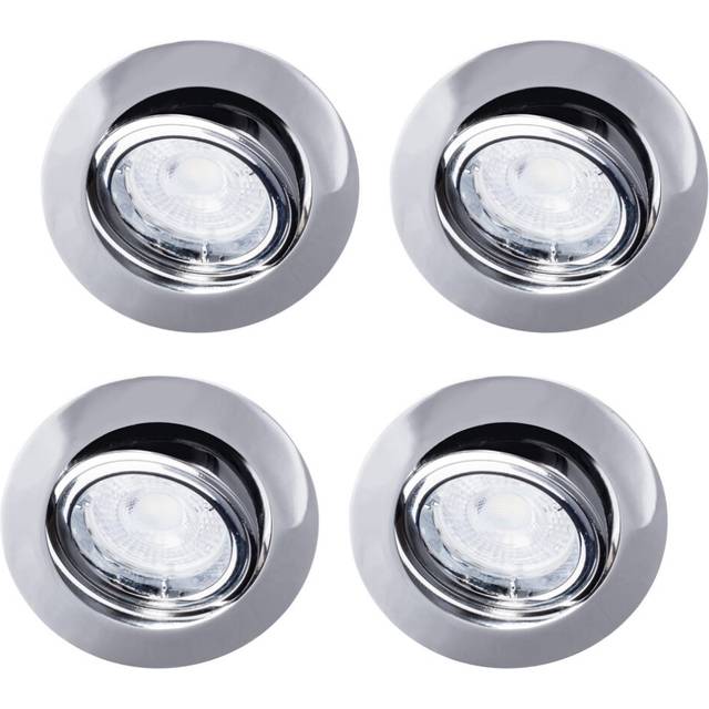 (4 Pack) Litecraft Recessed Downlight Tiltable Diecast Spotlight in Chrome