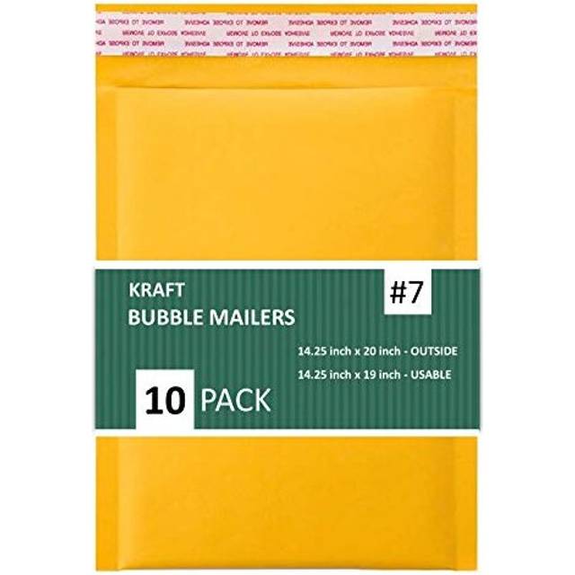 Sales4Less #7 Kraft Bubble Mailers 14.25X20 Inches Shipping Padded Envelopes Self Seal Waterproof Cushioned Mailer 10 Pack