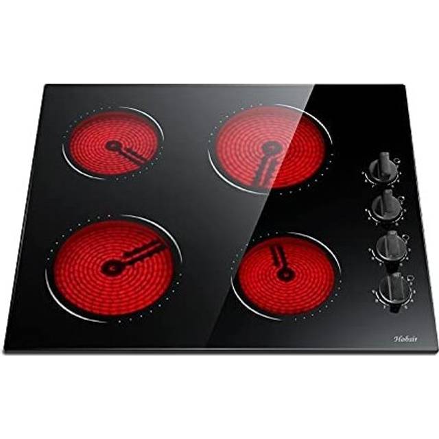 Ceramic Hob, 60cm Built-in 4 Zones Electric Hob with Touch Control 6000W, Hard Wired, No Plug Included