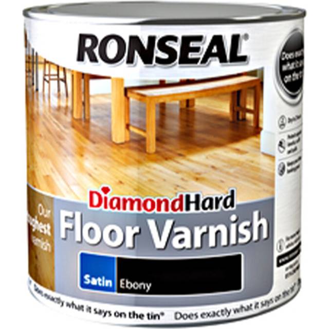 Ronseal Diamond Hard Floor Varnish - Ebony - Satin - 2.5L