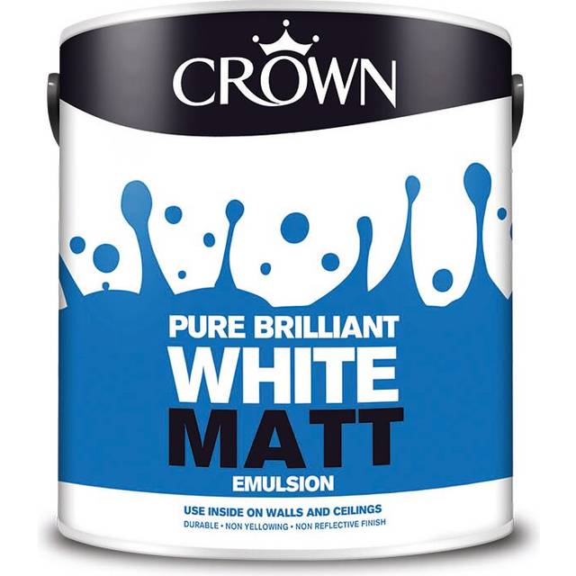 Crown Paints Matt Emulsion Pure Brilliant White 2.5L 5023067