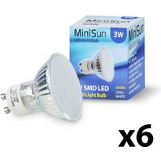 ValueLights 6 Pack GU10 LED 3W Cool White Spotlight Light Bulb - 5.8 x 4.8 x 4.8cm