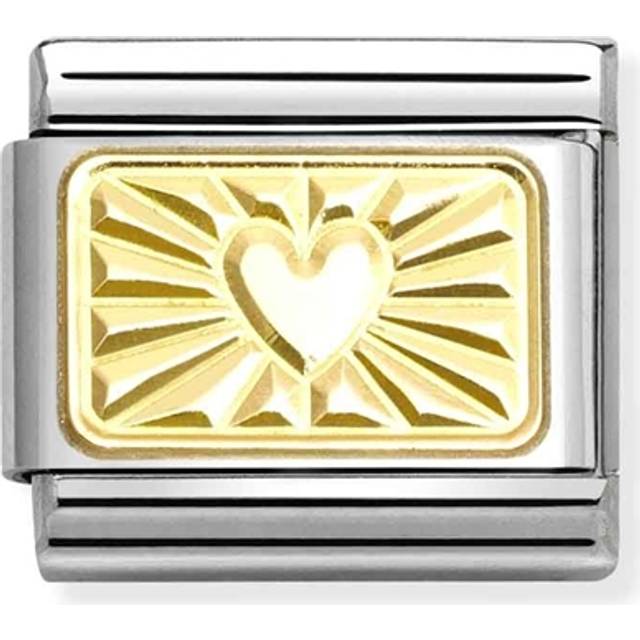 Nomination Classic Gold Diamond-Etched Plate Heart Love &amp; Hearts C