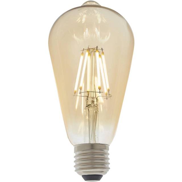 Vintage Style LED Filament Bulb - Pear Shaped E27 Lamp - Amber Tinted Glass - Clear - One Size