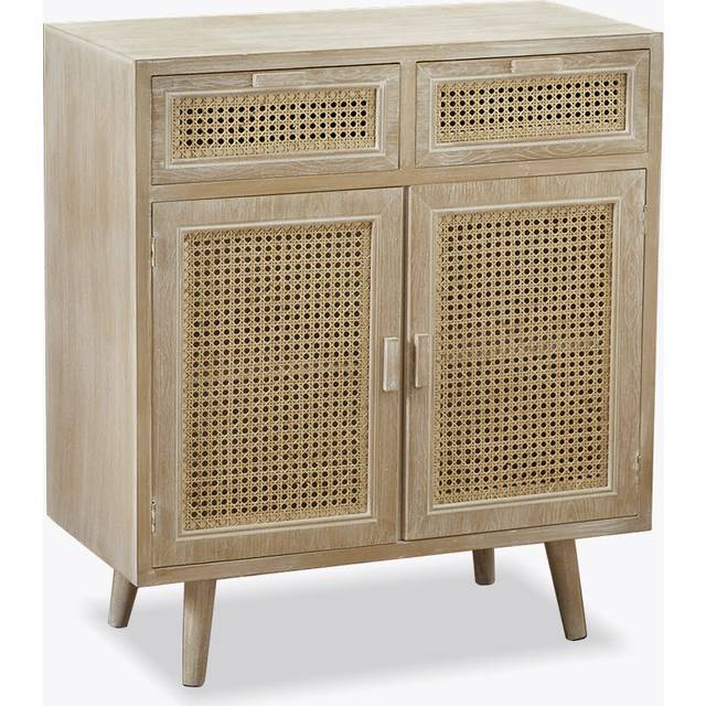 Toulouse Sideboard - Light Washed Oak with Elegant Rattan Panels