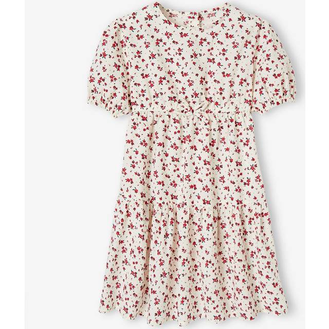 Frilly Dress with 3/4 Sleeves for Girls ecru