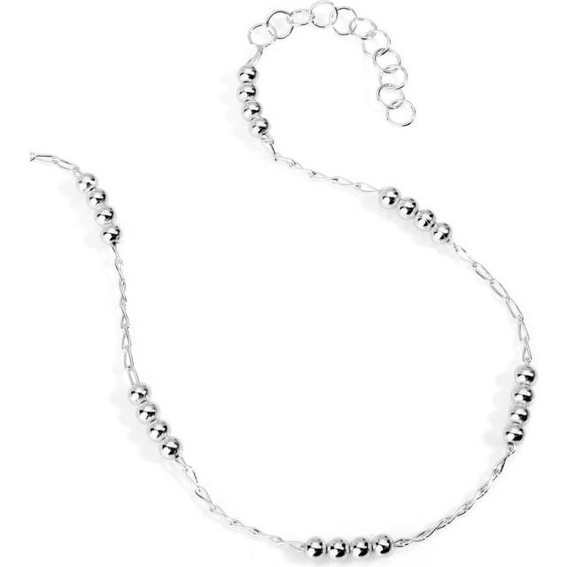 John Greed Signature Silver Diamond-Cut Beaded Anklet For Women - silver