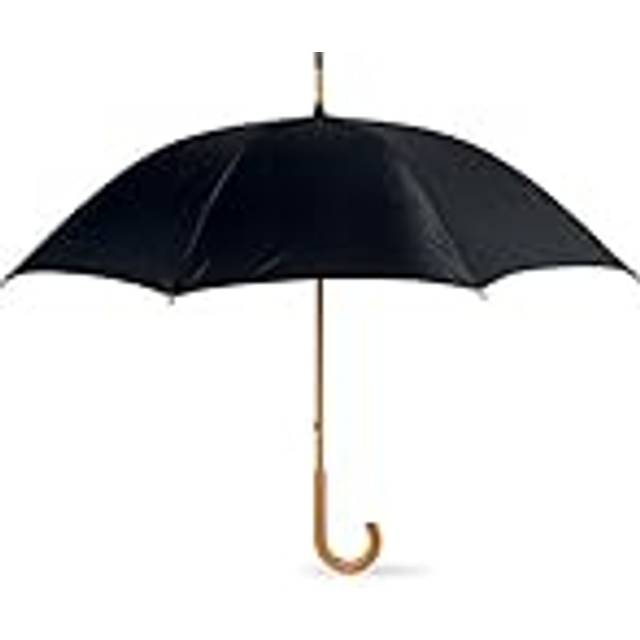 eBuyGB Unisex 1269813 klassiskt paraply med trähandtag – manuell öppning bröllop gentleman's Brolly, en storlek, Svart, 90cm Length 105cm Span, Klassiskt