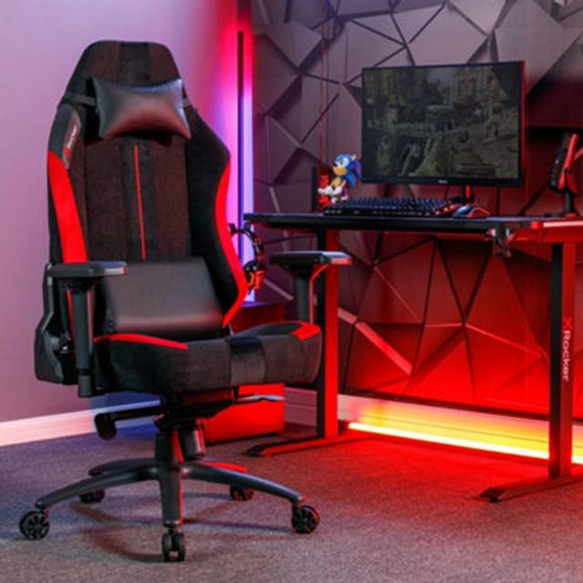 X Rocker Onyx Ergonomic Pc Gaming Chair - Black & Red, Red