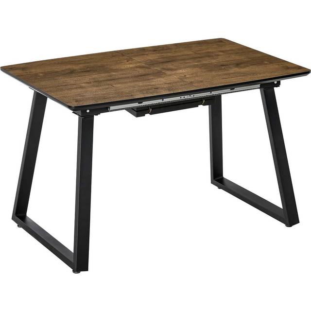 HOMCOM Extendable Dining Table Rectangular Wood Effect Tabletop with Steel Frame | TJ Hughes