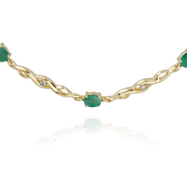Classic Style Oval Emerald & Diamond Tennis Bracelet in 9ct Yellow Gold