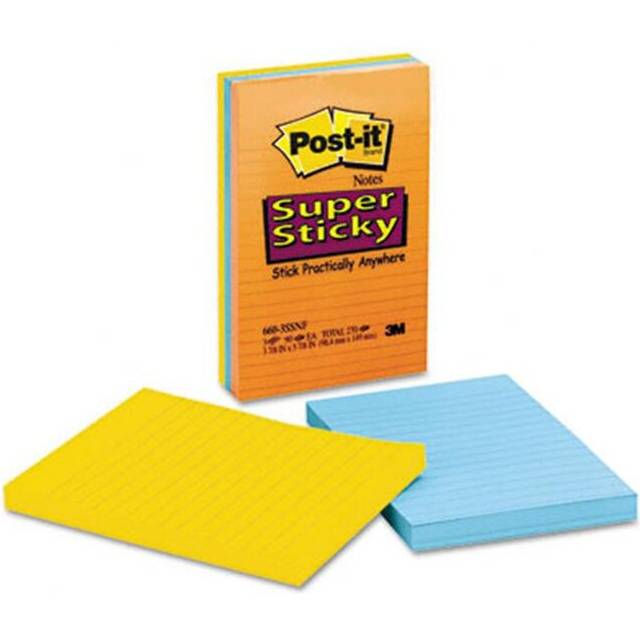 3M  Super Sticky Notes  4 x 6  Three Neon Colors  Three 90-Sheet Pads Pack
