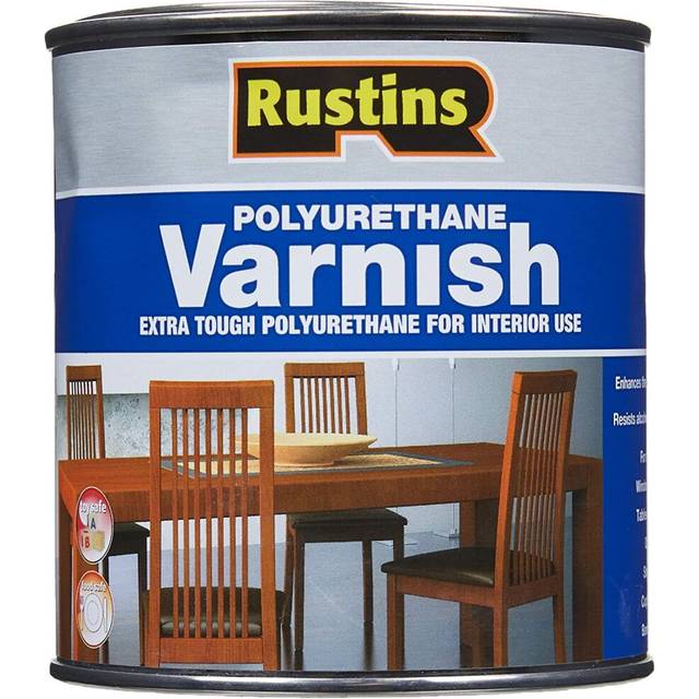 Rustins Polyurethane Satin Varnish 500ml Dark Oak - dark oak