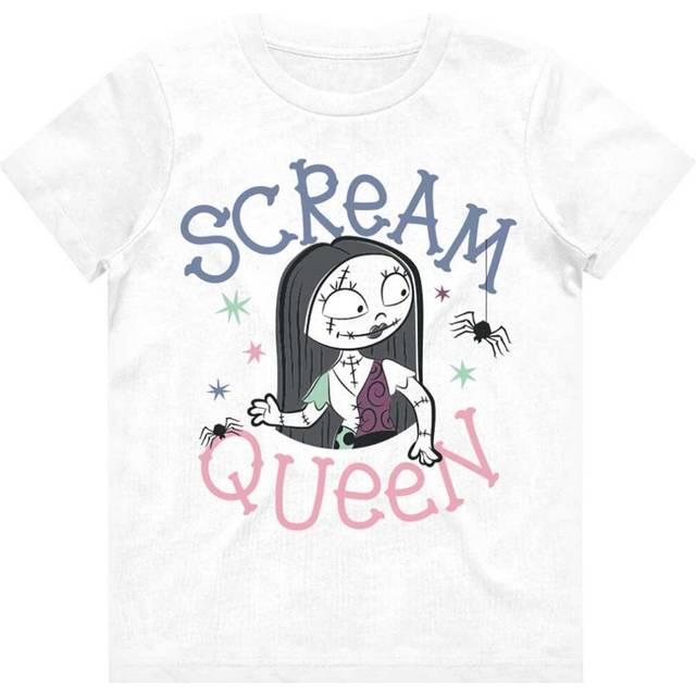 (11-12 Years, White) Nightmare Before Christmas Girls Scream Queen Cotton T-Shirt