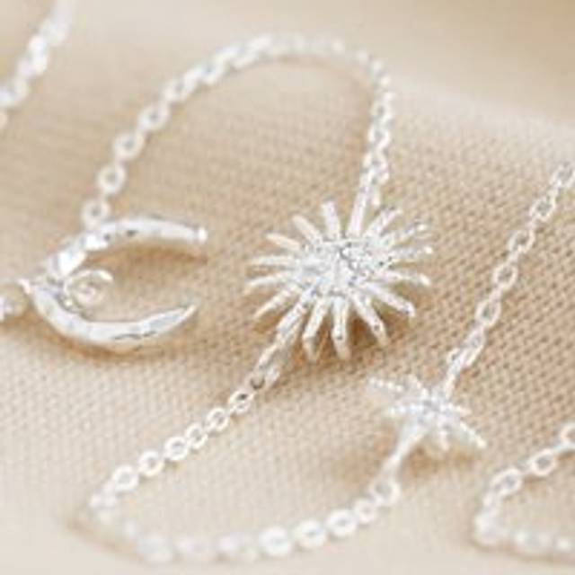 Sun and Moon Chain Necklace in Silver - silver - one size