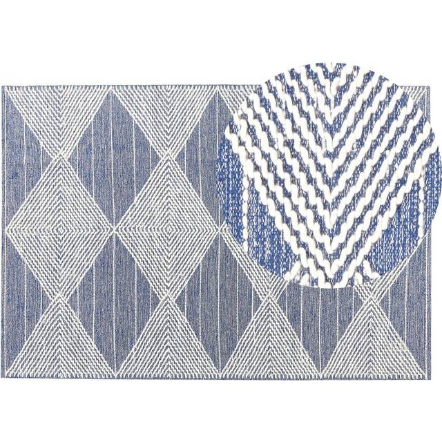 Wool Area Rug 140 x 200 cm Light Beige and Blue DATCA