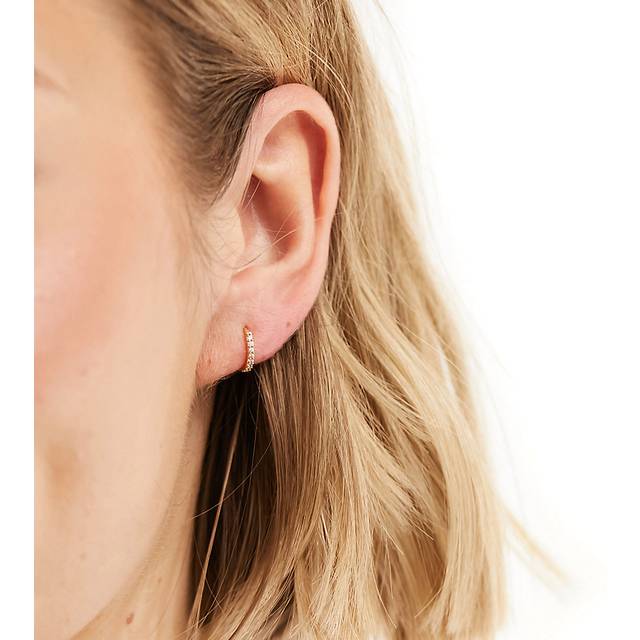Orelia Pave Mini Micro Hoop Earrings, Gold, Women