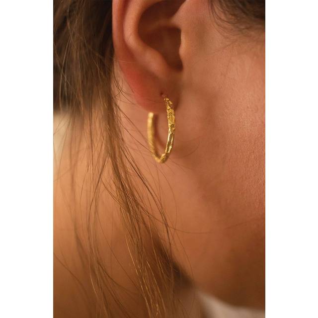 14K Medium Gold Thin Hoop Earrings - One Size