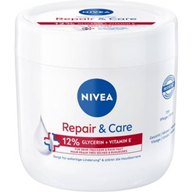 NIVEA Repair & Care Creme, fuktgivande och icke-fet kroppskräm, snabbabsorberande lotion med E-vitamin & glycerin, för mycket torr och grov hud (400 ml)