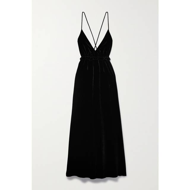 Ulla Johnson - Lavinia Open-back Ruffled Velvet Gown - Black - US 2
