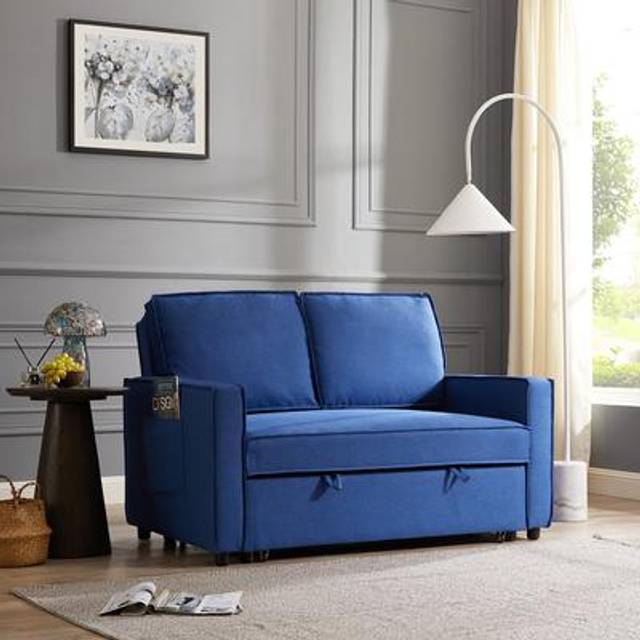 Home Detail Hugo Blue 2-seater Pull-out Sofa Bed, Blue