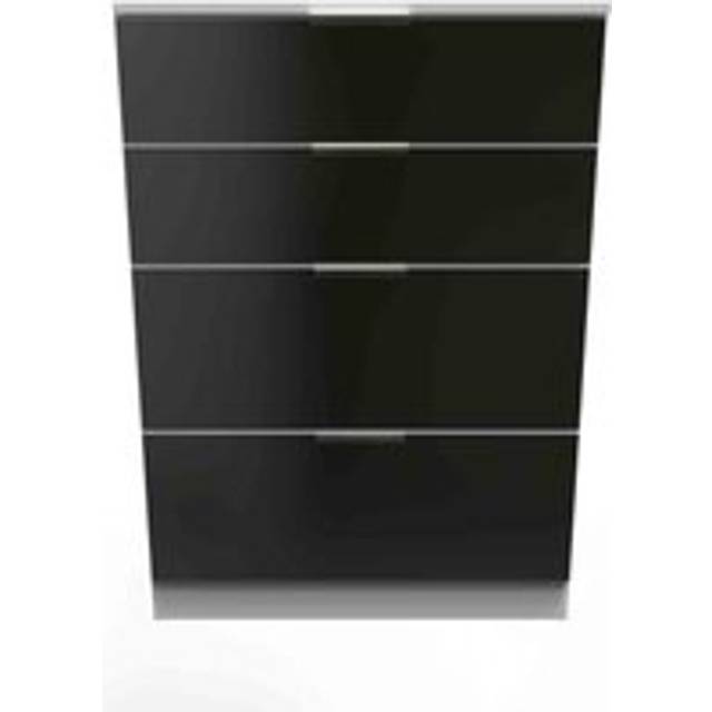 Welcome Furniture Ready Assembled Plymouth 4 Drawer Deep Chest In Black & White, Black