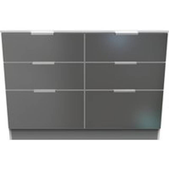 Welcome Furniture Ready Assembled Plymouth 6 Drawer Wide Chest In Black & White, Black