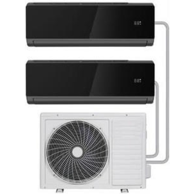 electriQ iQool 2 x 12000 BTU Wall Mounted Air Conditioner with Heating Function - Black