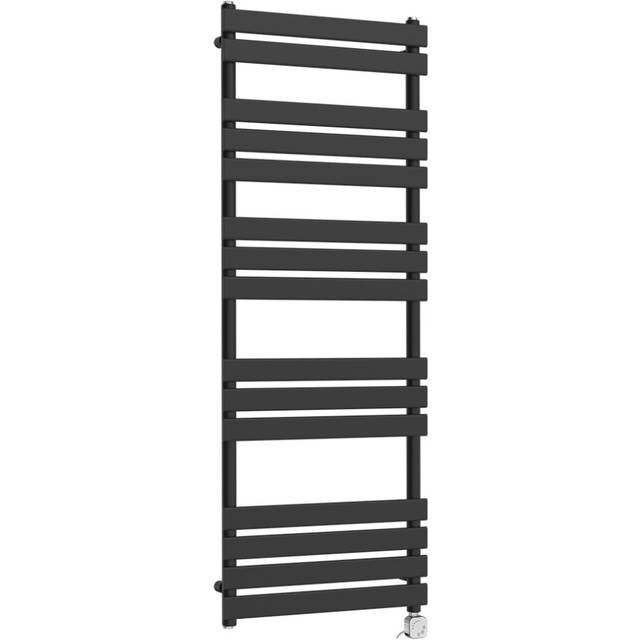 (1600x600mm, Black) NRG Pre-Filled Electric Heated Towel Rail Bathroom Radiator Thermostatic Warmer Ladder