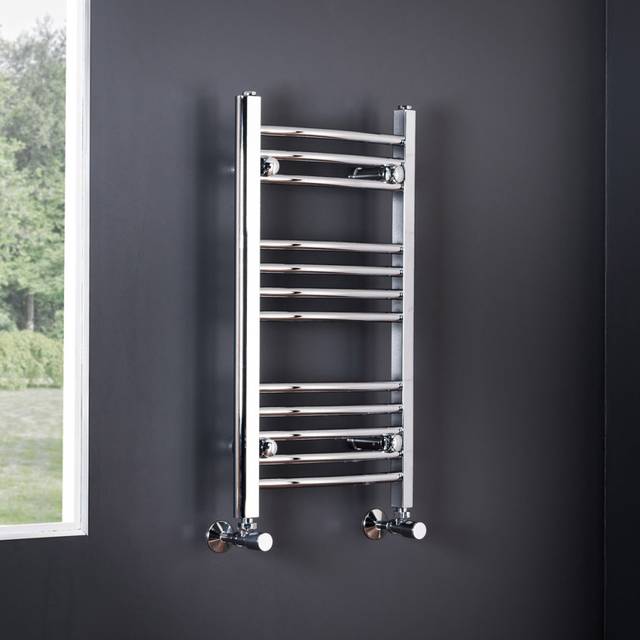 Warmehaus - Curved Chrome Heated Towel Rail 700x400mm