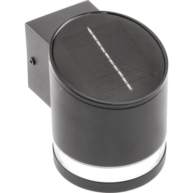 'Freddie' Black Solar Modern Outdoor Wall Lamp - One Size