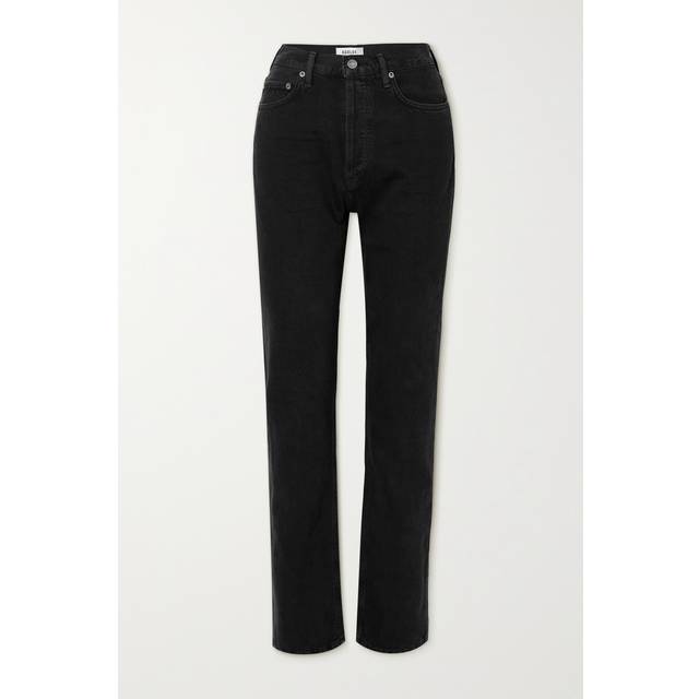 AGOLDE 90's Pinch Waist Long in Crushed - Black. Size 25 (also in 23, 24, 26, 28, 30, 31, 32, 33). (25)