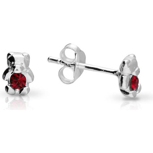 John Greed Signature Children's Silver July Birthstone Crystal Bear Stud Earrings For Women - silver