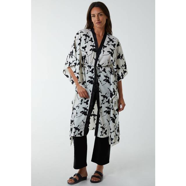 Kimono Midi With Satin Bands - S/M / CREAM PATTERN