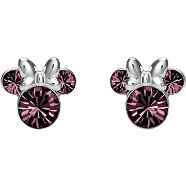 Disney Silver Minnie Purple Crystal Birthstone Stud Earrings - February - F6776