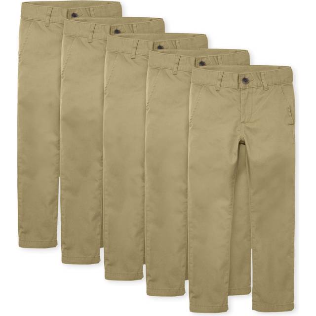 The Children's Place Boys Stretch Skinny Chino Pants Flax 5 Pack 4S
