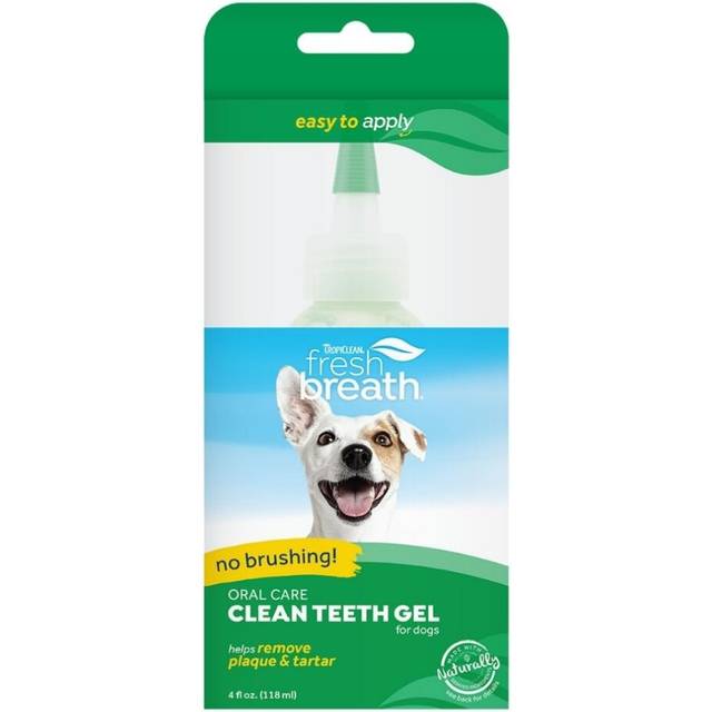 TropiClean Fresh Breath By No Brushing Clean Teeth Dental and Oral Care Gel for Dogs, 4 Oz, Large