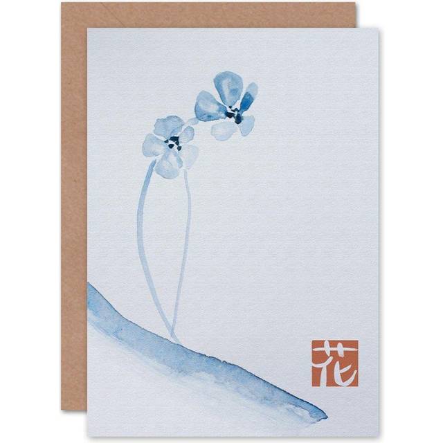 Japanese Watercolour Flower Card With Envelope