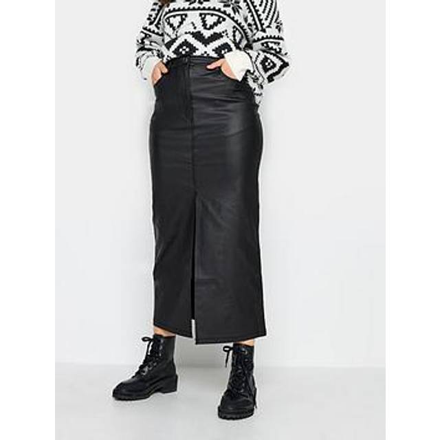 Lts Tall Black Coated Midi Skirt 8 Lts | Tall Women's Midi Skirts