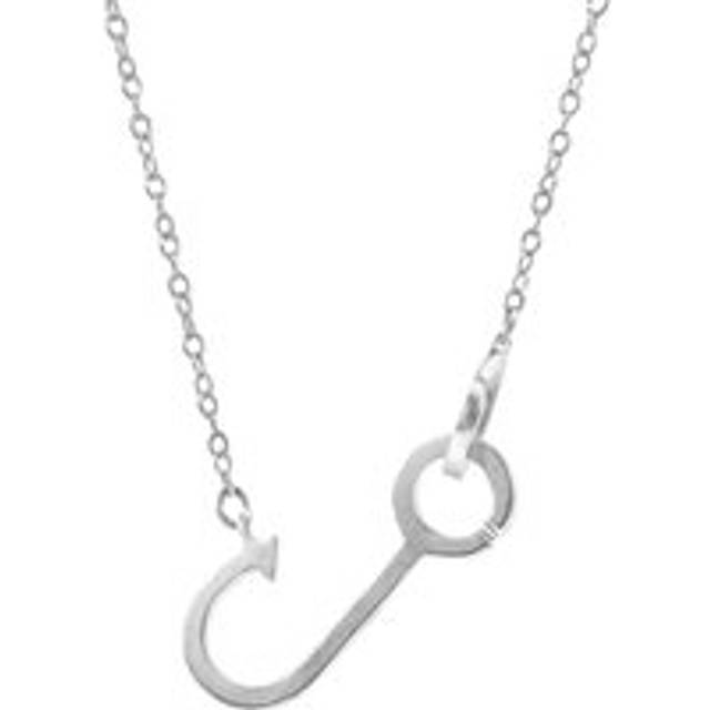 Fish Hook Link Paradise Silver Necklace Pendant - 16 inches