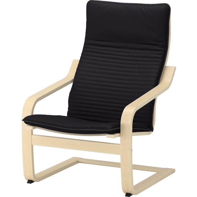 POÄNG fåtölj, björkfaner/Knisa svart